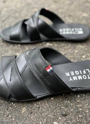 Шлепки шлепанцы мужские сандалии сандали бренд кожа чёрные7 фото