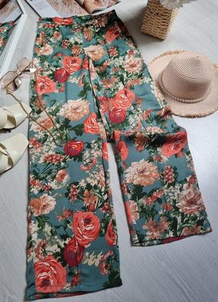 Штани в піжамному стилі в квітковий принт vila2 фото