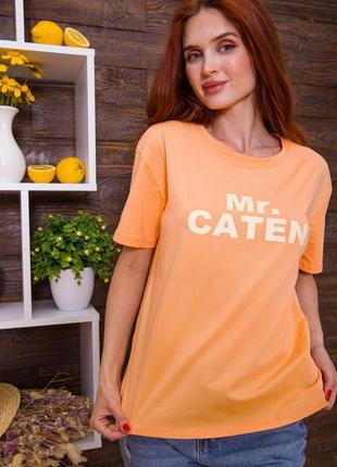 Футболка жіноча з принтом колір персиковий футболка женская с принтом цвет персиковый1 фото