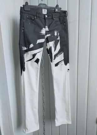 Вощёные джинсы чёрно-белого цвета h&m studio 165/84 cm