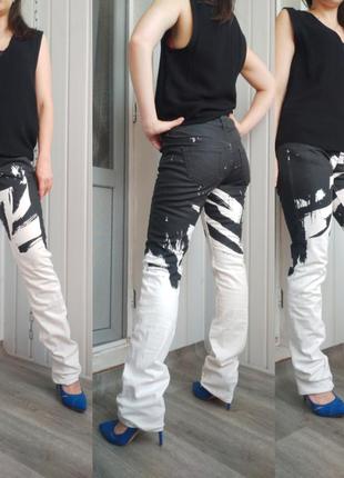 Вощёные джинсы чёрно-белого цвета h&m studio 165/84 cm9 фото