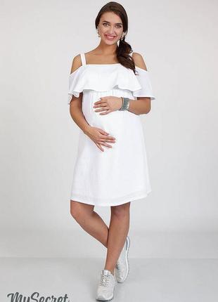 Белый хлопковый сарафан для беременных и кормящих rina sf-28.0333 фото