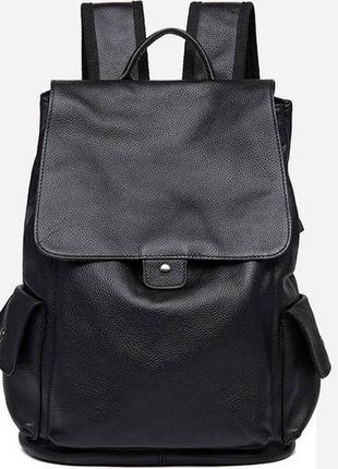 Великий чоловічий міський рюкзак з натуральної шкіри, чорний шкіряний портфель для чоловіків7 фото