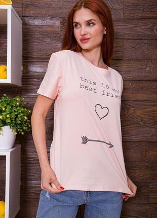 Жіноча футболка персикового кольору з написом женская футболка персикового цвета с надписью5 фото