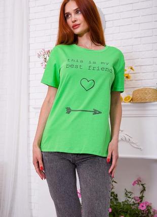 Жіноча футболка салатового кольору з написом женская футболка салатового цвета с надписью3 фото