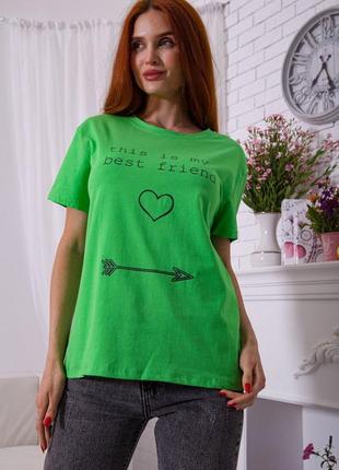 Жіноча футболка салатового кольору з написом женская футболка салатового цвета с надписью4 фото