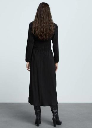 Новое платье zara черное длинное макси длинным рукавом плиссированное3 фото