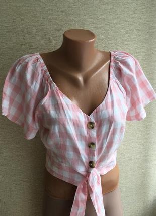 Топ в клітинку, топ на ґудзиках, блуза