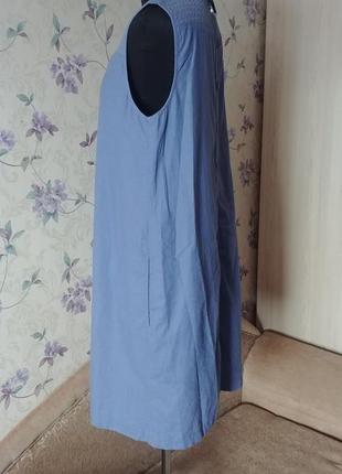 Льон плаття  спинка на пуговках льняне пряме батал8 фото