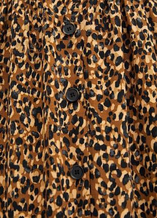 Платье zara леопардовый принт макси миди длинное рукав три четверти9 фото