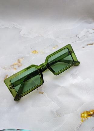 Солнцезащитные очки, зелёные очки прямоугольные ☘️1 фото