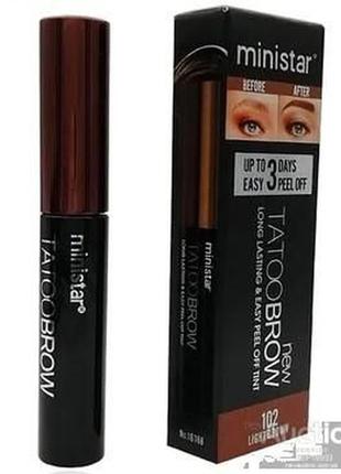 Тинт для бровей ministar tattoo brow gel-tint 102 light brown