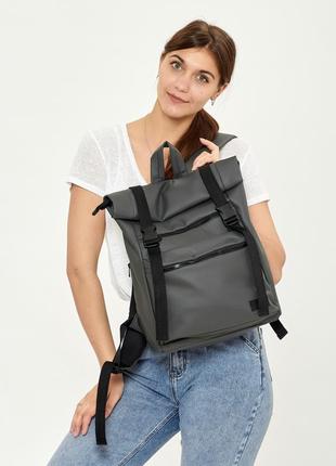 Жіночий рюкзак ролл sambag rolltop zard - графітовий6 фото