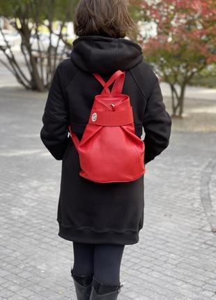 Шкіряний червоний рюкзак stella, італія, кольори в асортименті8 фото
