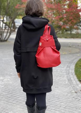 Кожаный красный рюкзак stella, италия, цвета в ассортименте7 фото