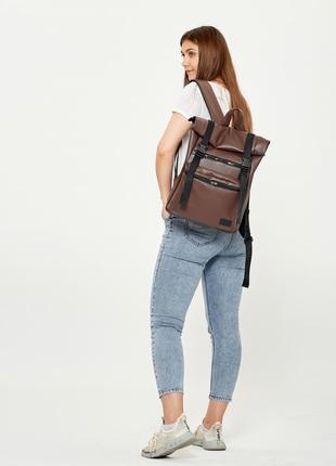 Жіночий рюкзак ролл sambag rolltop zard шоколадний7 фото