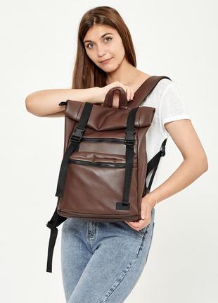 Жіночий рюкзак ролл sambag rolltop zard шоколадний1 фото