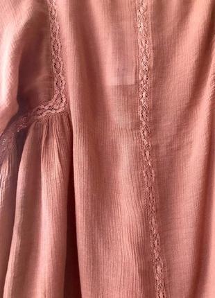Блуза, топ с прошвой zara / s / цвет розовая карамель7 фото