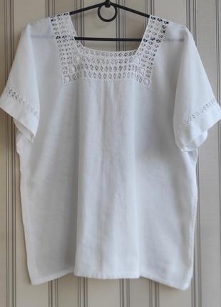 ❤️❤️❤️ белоснежная футболка, блуза с ажурными вставками.