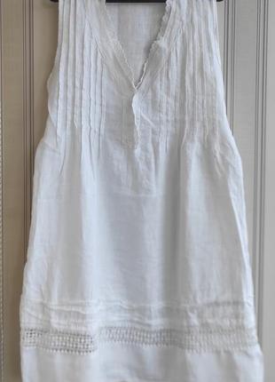 ❤️❤️❤️ белоснежное платье, сарафан 100% лен. италия.