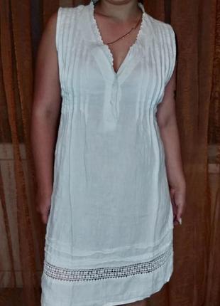 ❤️❤️❤️ белоснежное платье, сарафан 100% лен. италия.2 фото