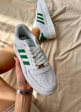 Adidas dass-ler white green новинка кросівки адідас унісекс легкі жіночі чоловічі білі зелені женские мужские кроссовки белые зеленые с полосками4 фото