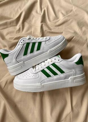 Adidas dass-ler white green новинка кросівки адідас унісекс легкі жіночі чоловічі білі зелені женские мужские кроссовки белые зеленые с полосками8 фото