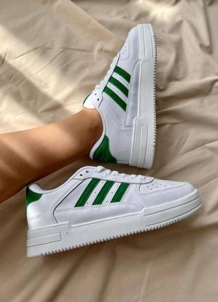 Adidas dass-ler white green новинка кросівки адідас унісекс легкі жіночі чоловічі білі зелені женские мужские кроссовки белые зеленые с полосками6 фото