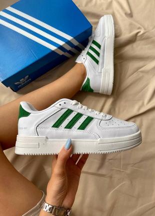 Adidas dass-ler white green новинка кросівки адідас унісекс легкі жіночі чоловічі білі зелені женские мужские кроссовки белые зеленые с полосками9 фото