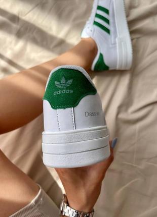 Adidas dass-ler white green новинка кросівки унісекс легкі жіночі чоловічі білі зелені женские мужские кроссовки белые зеленые адидас с полосками4 фото