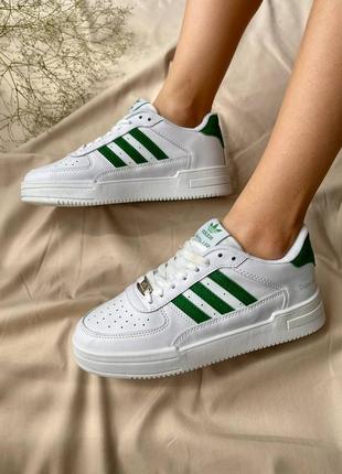 Adidas dass-ler white green новинка кросівки унісекс легкі жіночі чоловічі білі зелені женские мужские кроссовки белые зеленые адидас с полосками2 фото