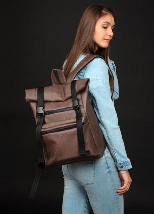 Жіночий рюкзак рол sambag rolltop zard коричневий нубук6 фото