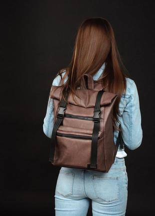 Жіночий рюкзак рол sambag rolltop zard коричневий нубук7 фото