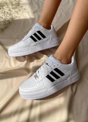 Adidas dass-ler white black новинка жіночі брендові кросівки адідас легкі білі з чорним полосками женские лёгкие белые кроссовки2 фото