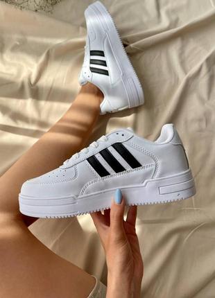 Adidas dass-ler white black новинка жіночі брендові кросівки адідас легкі білі з чорним полосками женские лёгкие белые кроссовки5 фото