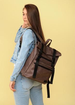 Женский рюкзак ролл sambag rolltop zard - шоколадный5 фото