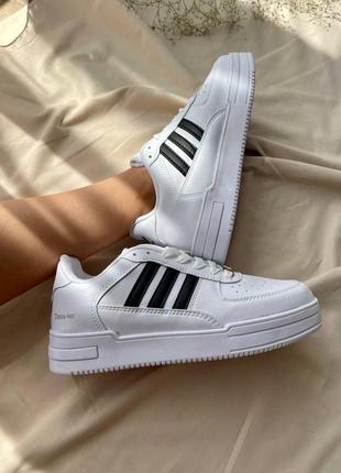 Adidas dass-ler white black новинка жіночі брендові кросівки адідас легкі білі з чорним полосками женские лёгкие белые кроссовки