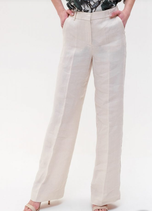 Льняные светлые брюки-палаццо.свободные летние штаны.2 фото