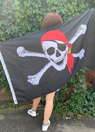 Пиратский флаг 🏴‍☠️ 150*90 см, для фотосессии, вечеринки, хэллоуин, косплей, костюм. пират