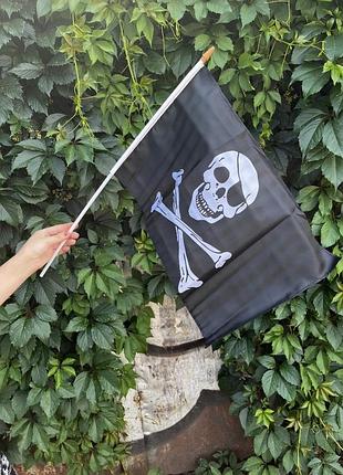 Пиратский флаг 🏴‍☠️, 45*30 см с пластиковой ручкой, для фотосессии, вечеринки или хэллоуина