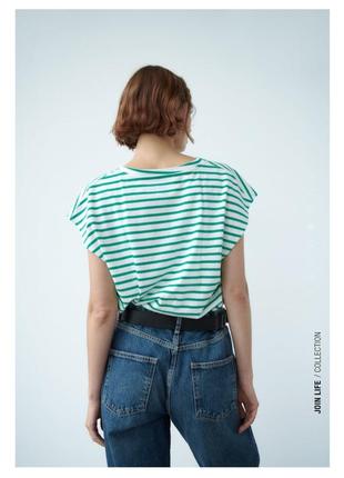 Zara топ, футболка в полоску с v-образным вырезом, тельняжка2 фото