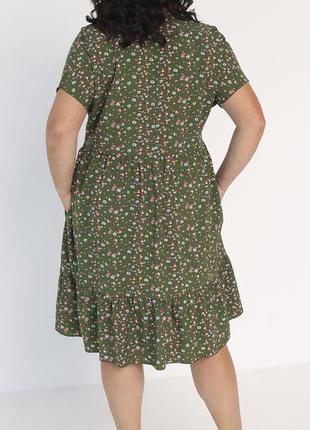 Красиве літнє жіноче плаття софт з квітковим візерунком великих розмірів 48-50, 52-543 фото