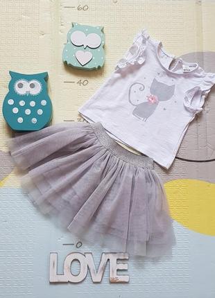 Костюм футболка юбка на девочку 9-12 месяцев lc waikiki