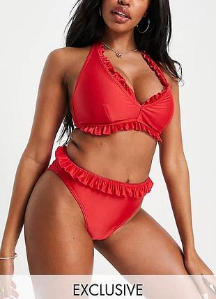 Червоний роздільний купальник великих розмірів