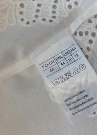 Біла блузка бавовна ажурна вишивка ришельє прошва damart розмір 14/165 фото
