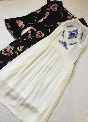 Сукня міді з вишивкою сарафан h&m розмір 10