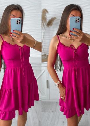 Платье.ткань: американский креп. цвета : розовый,синий,белый,фиолетовый1 фото