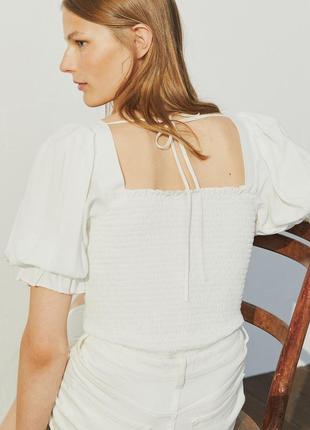 Новая белая натуральная блуза h&m, вискоза + лен