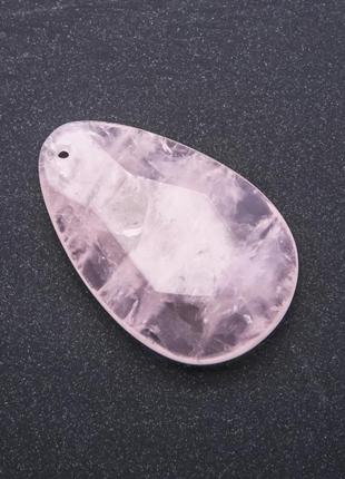 Кулон из натурального камня розовый кварц граненная капля 55х35мм(+-)