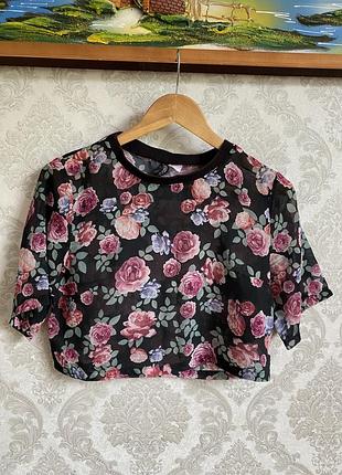 Укороченный топ в цветочный принт h&m